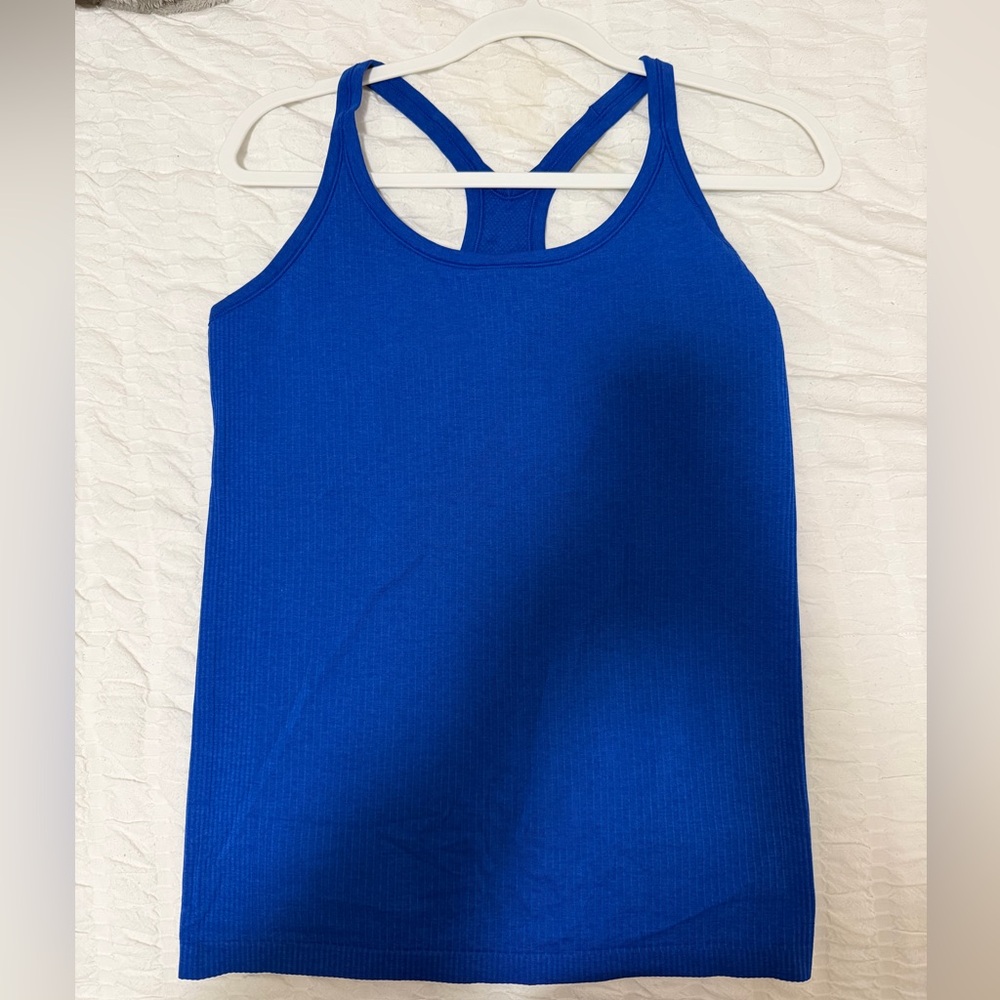 Lululemon women’s ebb to street blue tank top size 12
